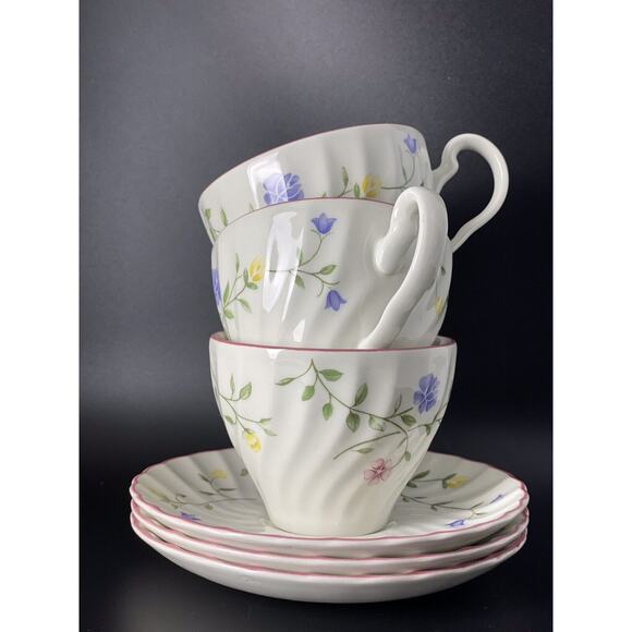 Johnson Brothers England "Summer Chintz" 6Pc. Coffee Tea Cup Saucer Set For 3 - Picture 7 of 13